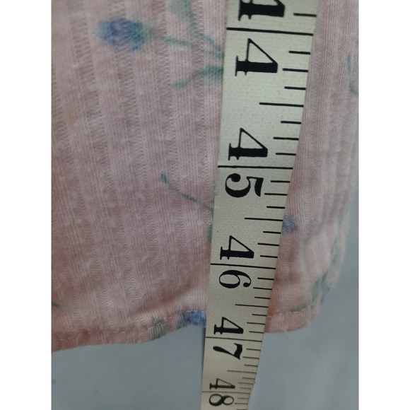 Delicates Womens Large Pink Floral Ribbed Knit Nightgown Sleep Dress Henley Cozy - Picture 9 of 10
